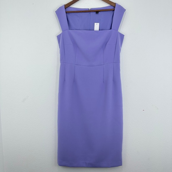 Ann Taylor Women's Size 8 Lavender Square Neck Sleeveless Sheath Dress Wedding - Picture 1 of 9